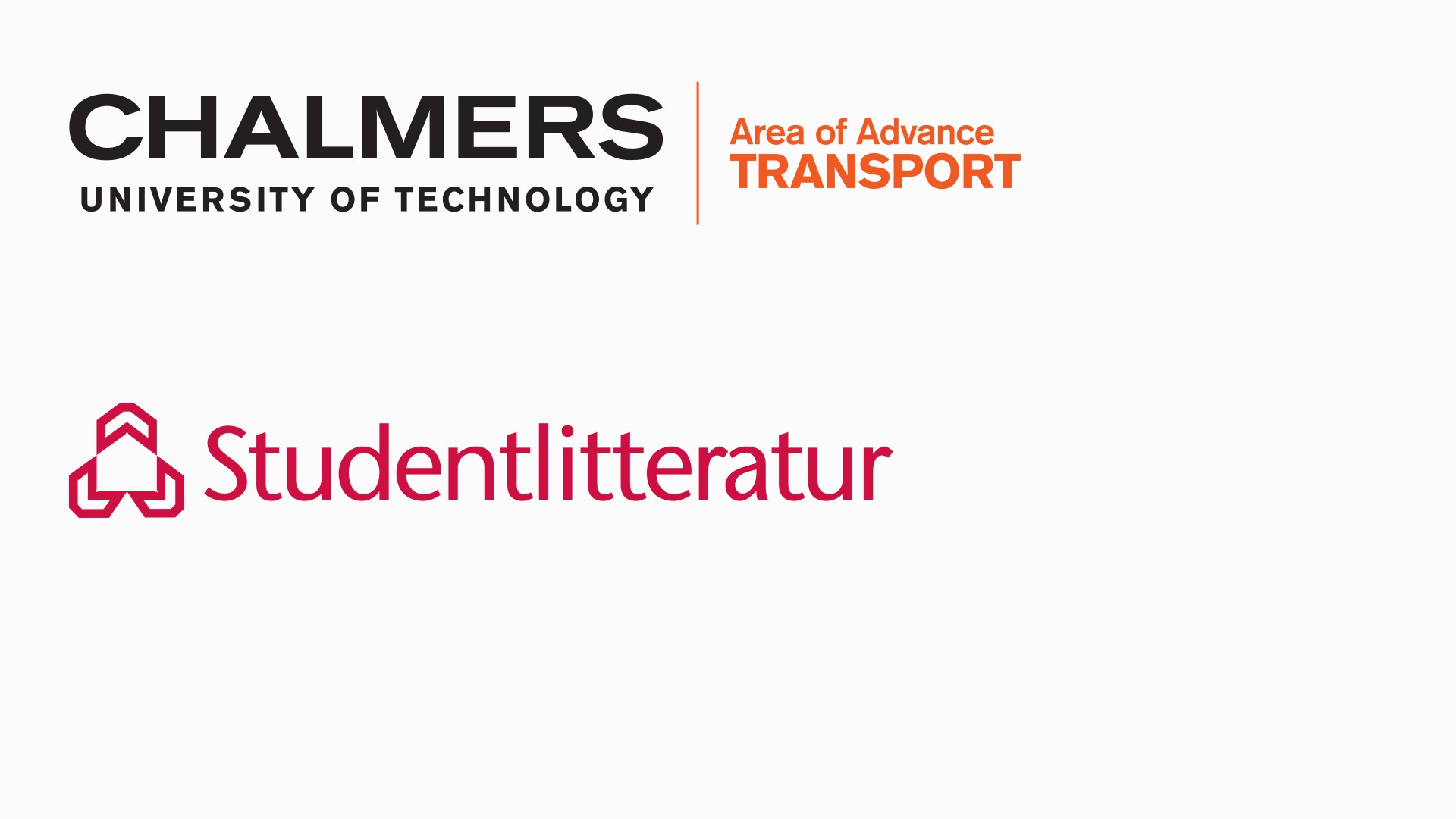 The logotypes of the conference sponsors: Chalmers Transport Science Area of Advance, and Studentlitteratur.