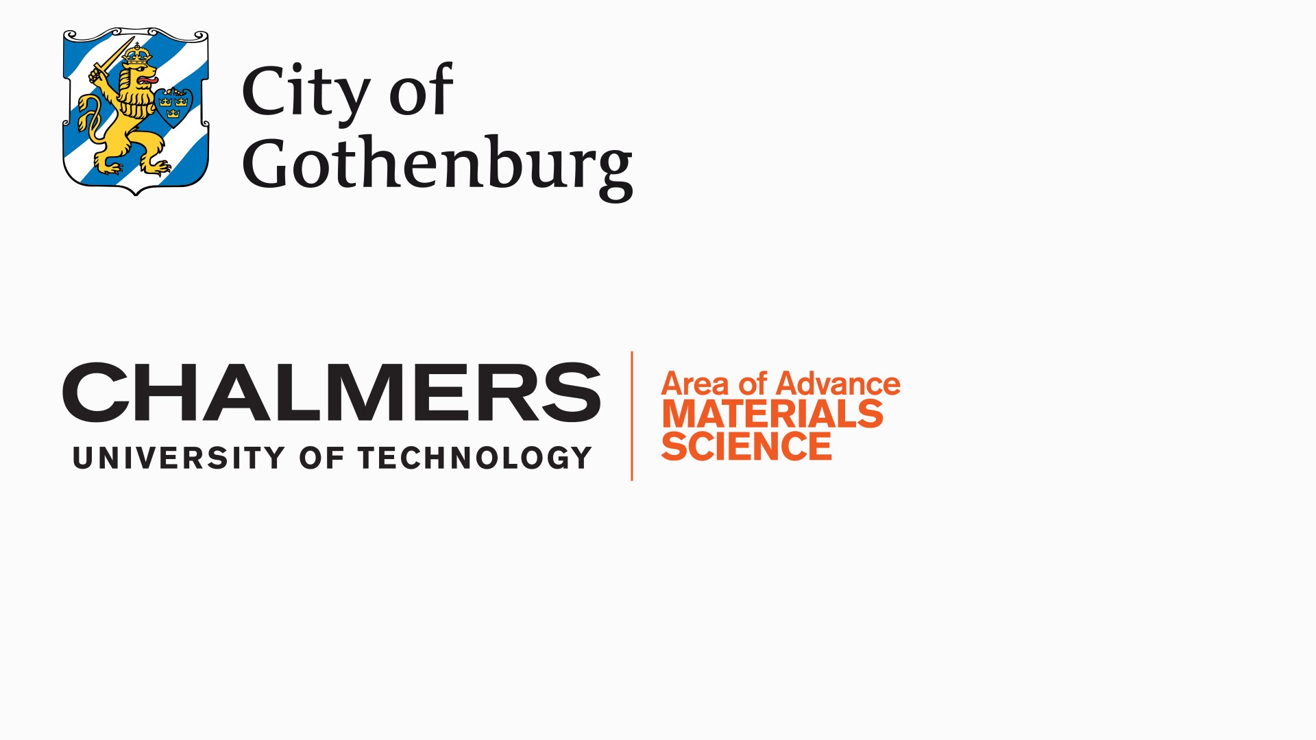 The logotypes of the conference sponsors: Göteborgs stad, and Chalmers Materials Science Area of Advance.