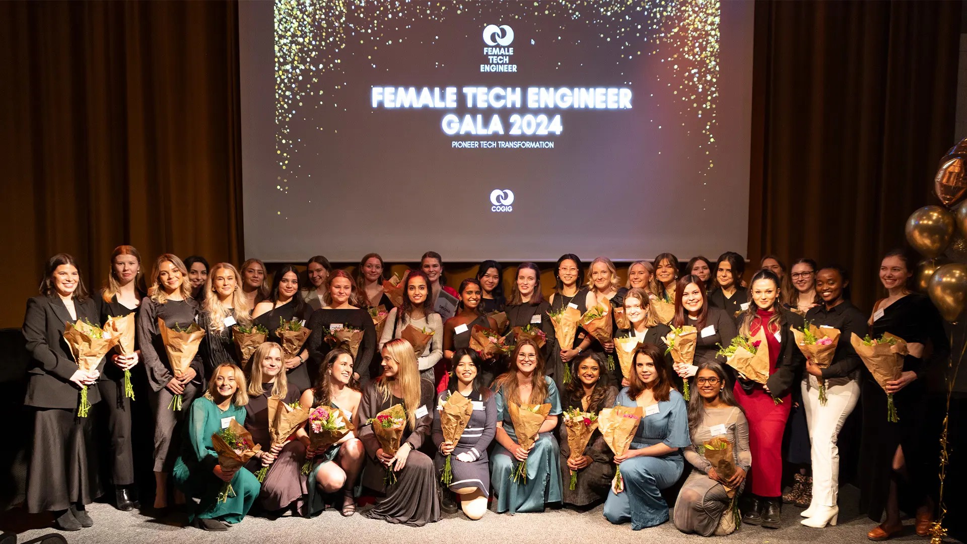 Gruppbild på deltagarna på galan Female Tech Engineer.