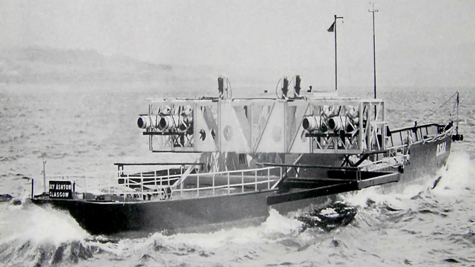 Image of the Lucy Ashton with jet engines mounted.